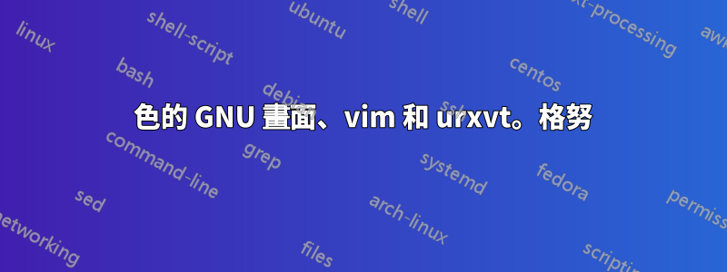 256 色的 GNU 畫面、vim 和 urxvt。格努