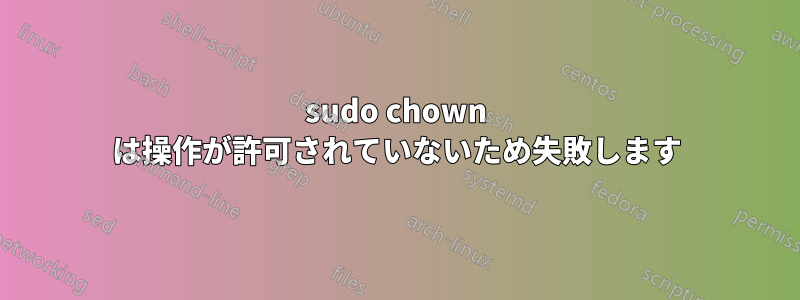 sudo chown は操作が許可されていないため失敗します