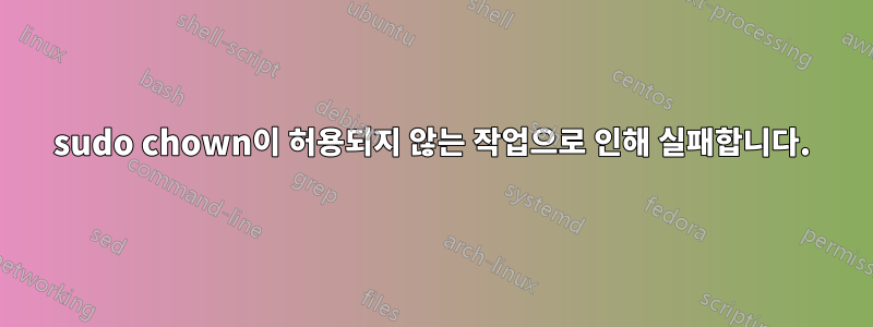 sudo chown이 허용되지 않는 작업으로 인해 실패합니다.