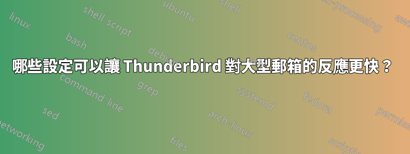 哪些設定可以讓 Thunderbird 對大型郵箱的反應更快？