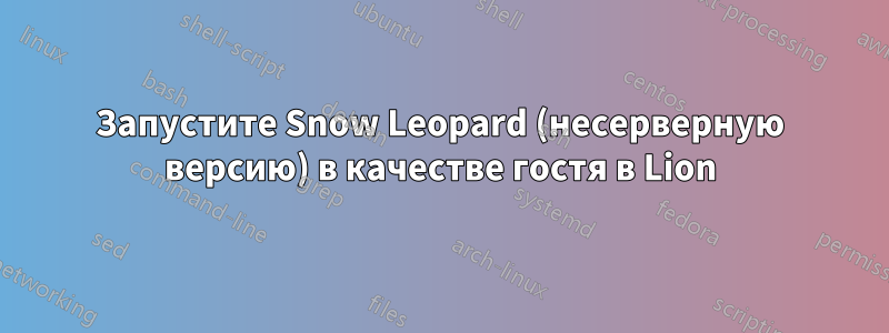 Запустите Snow Leopard (несерверную версию) в качестве гостя в Lion
