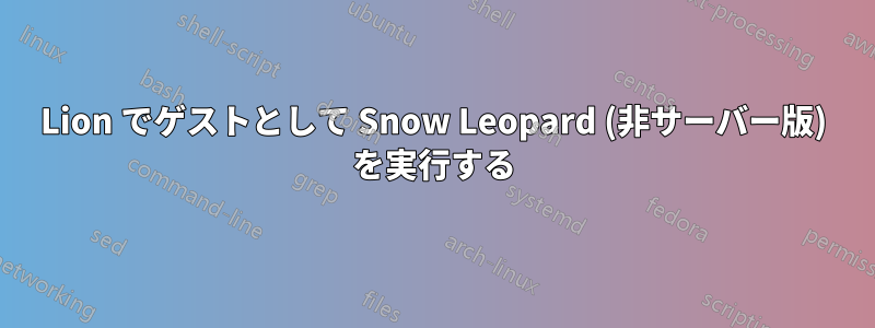Lion でゲストとして Snow Leopard (非サーバー版) を実行する