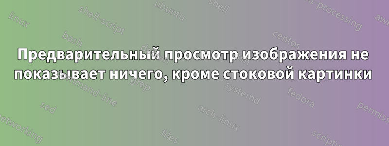 Предварительный просмотр изображения не показывает ничего, кроме стоковой картинки