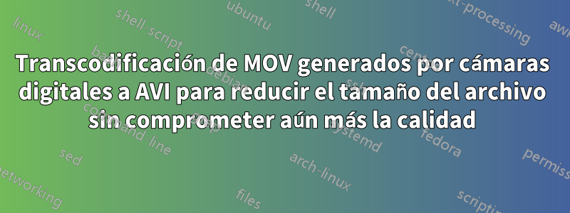 Transcodificación de MOV generados por cámaras digitales a AVI para reducir el tamaño del archivo sin comprometer aún más la calidad