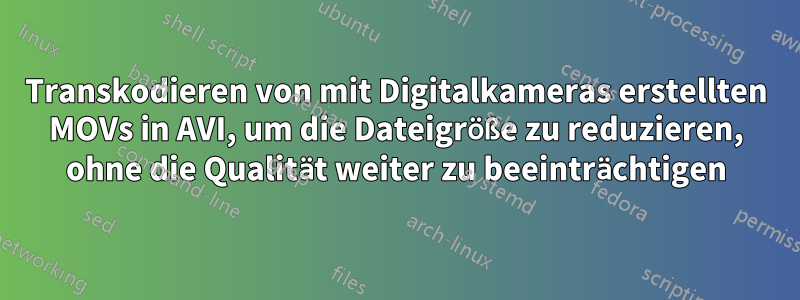 Transkodieren von mit Digitalkameras erstellten MOVs in AVI, um die Dateigröße zu reduzieren, ohne die Qualität weiter zu beeinträchtigen