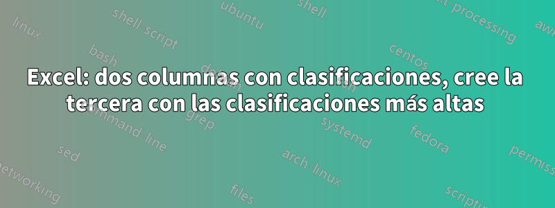 Excel: dos columnas con clasificaciones, cree la tercera con las clasificaciones más altas