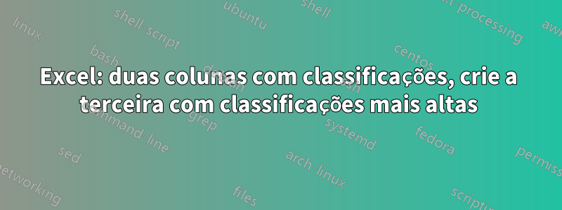 Excel: duas colunas com classificações, crie a terceira com classificações mais altas