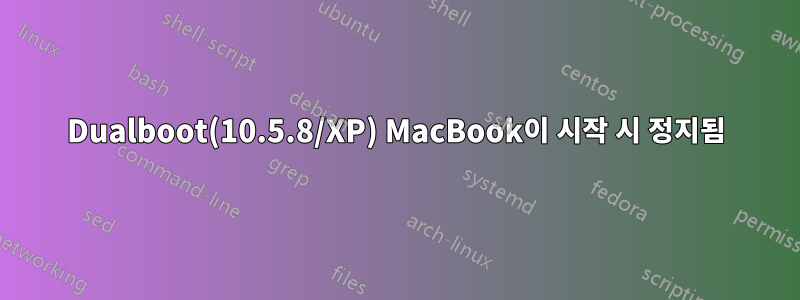 Dualboot(10.5.8/XP) MacBook이 시작 시 정지됨