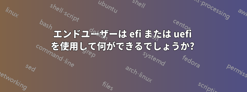 エンドユーザーは efi または uefi を使用して何ができるでしょうか?