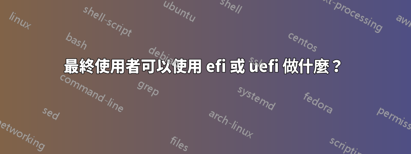 最終使用者可以使用 efi 或 uefi 做什麼？