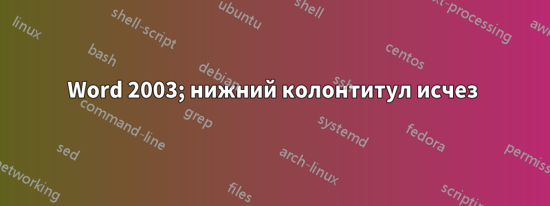 Word 2003; нижний колонтитул исчез