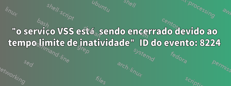 "o serviço VSS está sendo encerrado devido ao tempo limite de inatividade" ID do evento: 8224