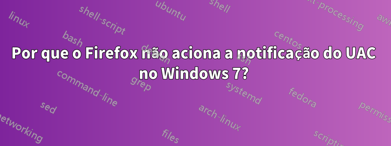 Por que o Firefox não aciona a notificação do UAC no Windows 7?