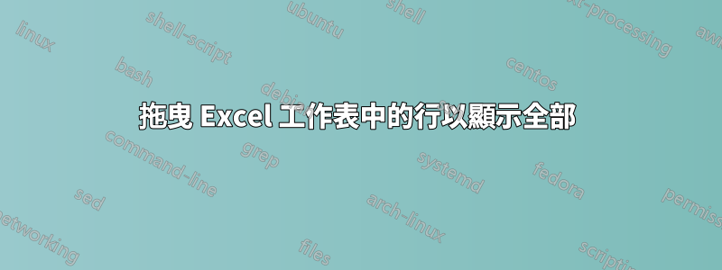 拖曳 Excel 工作表中的行以顯示全部