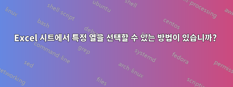 Excel 시트에서 특정 열을 선택할 수 있는 방법이 있습니까?