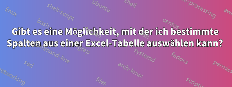 Gibt es eine Möglichkeit, mit der ich bestimmte Spalten aus einer Excel-Tabelle auswählen kann?