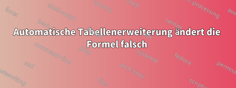 Automatische Tabellenerweiterung ändert die Formel falsch