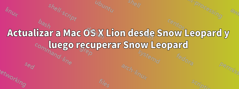 Actualizar a Mac OS X Lion desde Snow Leopard y luego recuperar Snow Leopard