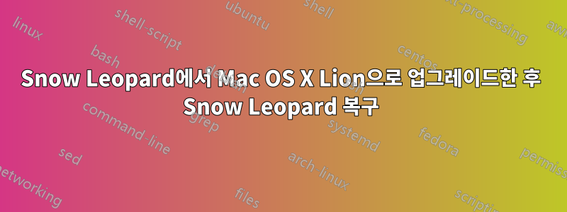 Snow Leopard에서 Mac OS X Lion으로 업그레이드한 후 Snow Leopard 복구