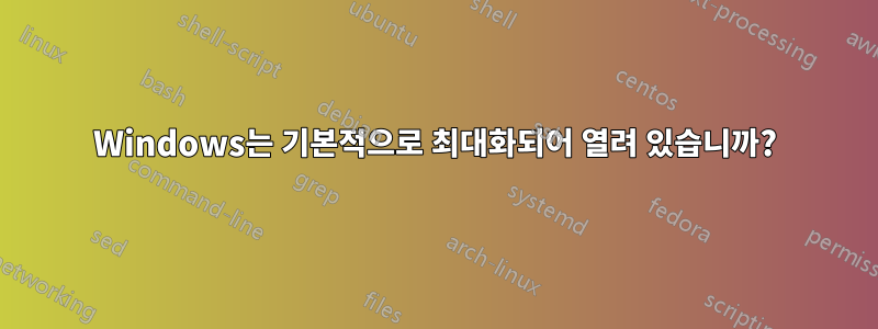 Windows는 기본적으로 최대화되어 열려 있습니까?