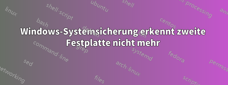 Windows-Systemsicherung erkennt zweite Festplatte nicht mehr