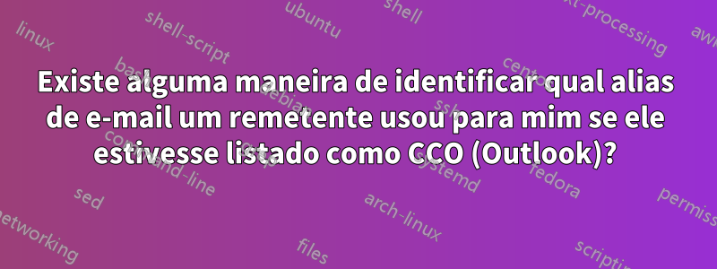 Existe alguma maneira de identificar qual alias de e-mail um remetente usou para mim se ele estivesse listado como CCO (Outlook)?