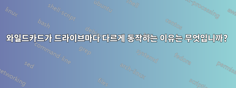 와일드카드가 드라이브마다 다르게 동작하는 이유는 무엇입니까?