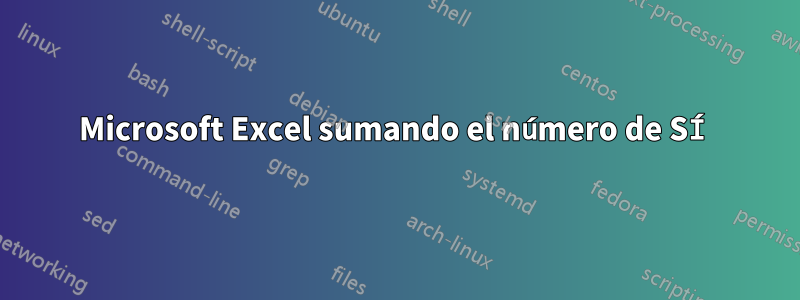 Microsoft Excel sumando el número de SÍ