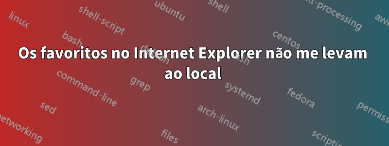 Os favoritos no Internet Explorer não me levam ao local