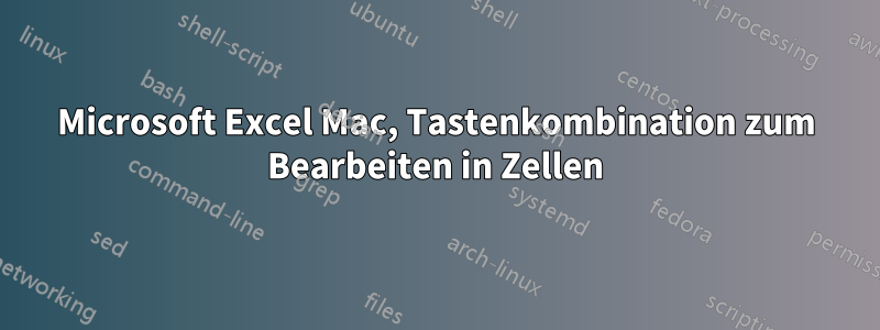 Microsoft Excel Mac, Tastenkombination zum Bearbeiten in Zellen