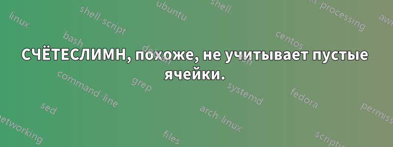 СЧЁТЕСЛИМН, похоже, не учитывает пустые ячейки.