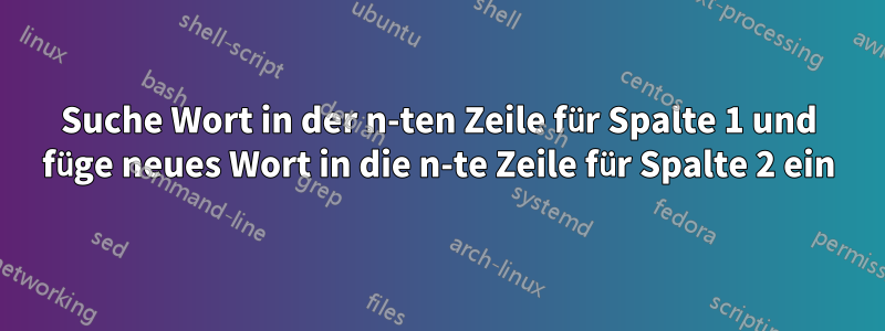 Suche Wort in der n-ten Zeile für Spalte 1 und füge neues Wort in die n-te Zeile für Spalte 2 ein