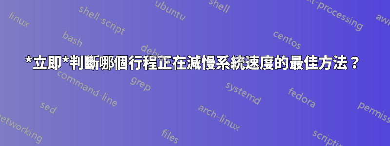 *立即*判斷哪個行程正在減慢系統速度的最佳方法？