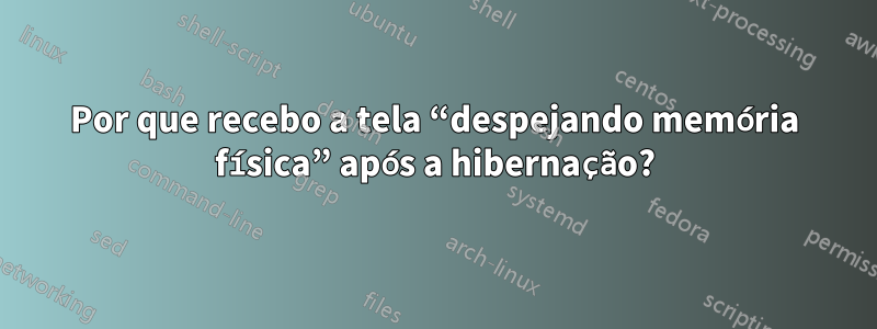 Por que recebo a tela “despejando memória física” após a hibernação?