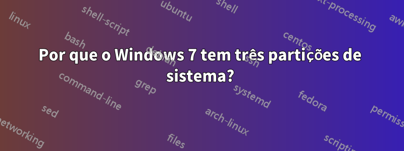 Por que o Windows 7 tem três partições de sistema?