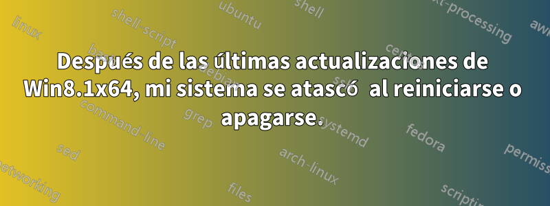 Después de las últimas actualizaciones de Win8.1x64, mi sistema se atascó al reiniciarse o apagarse.