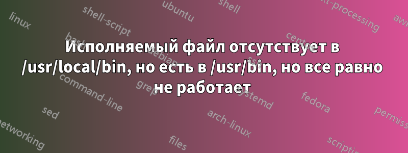 Исполняемый файл отсутствует в /usr/local/bin, но есть в /usr/bin, но все равно не работает