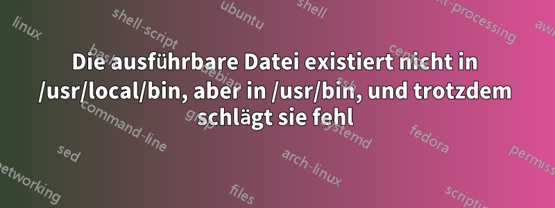 Die ausführbare Datei existiert nicht in /usr/local/bin, aber in /usr/bin, und trotzdem schlägt sie fehl