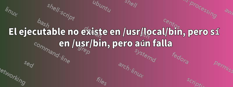 El ejecutable no existe en /usr/local/bin, pero sí en /usr/bin, pero aún falla