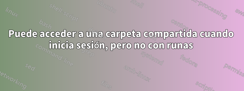 Puede acceder a una carpeta compartida cuando inicia sesión, pero no con runas