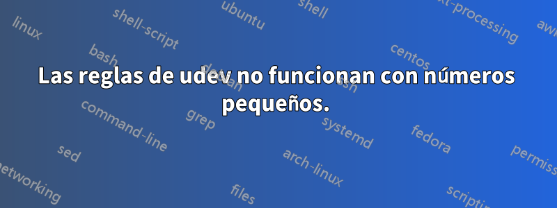 Las reglas de udev no funcionan con números pequeños.