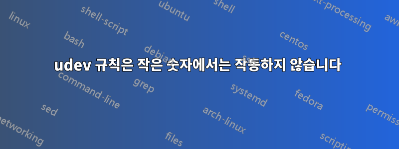 udev 규칙은 작은 숫자에서는 작동하지 않습니다