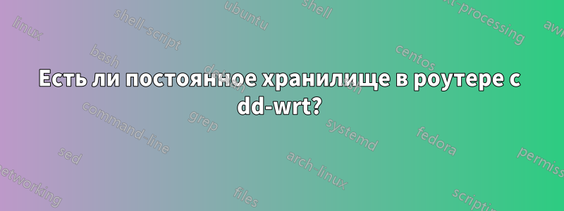 Есть ли постоянное хранилище в роутере с dd-wrt?