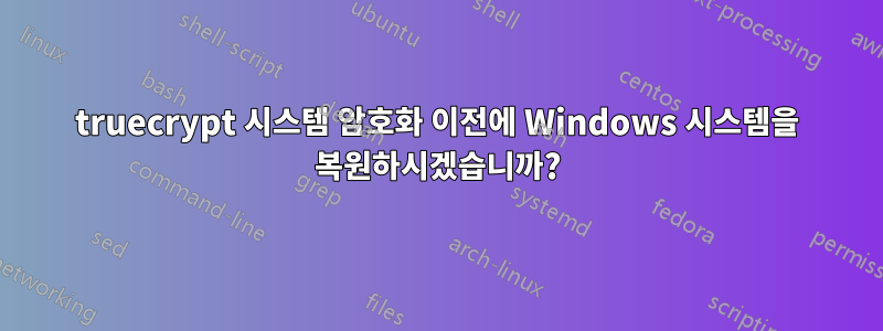 truecrypt 시스템 암호화 이전에 Windows 시스템을 복원하시겠습니까?