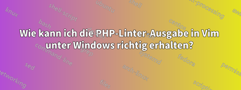 Wie kann ich die PHP-Linter-Ausgabe in Vim unter Windows richtig erhalten?