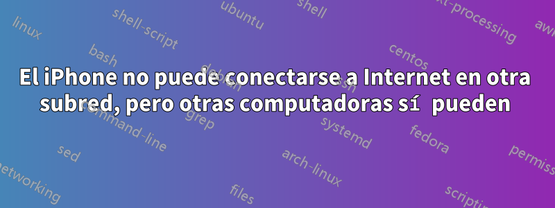 El iPhone no puede conectarse a Internet en otra subred, pero otras computadoras sí pueden