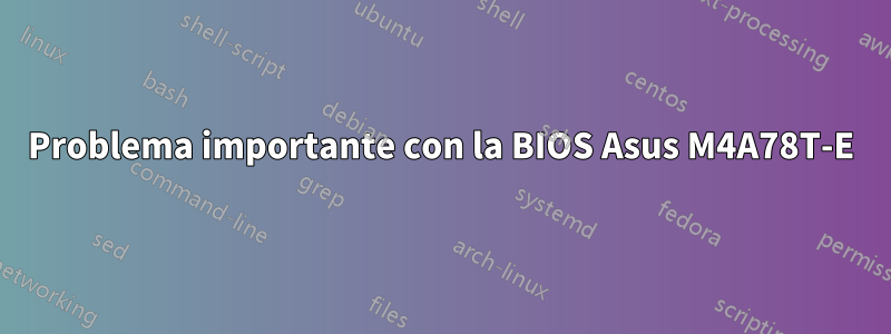 Problema importante con la BIOS Asus M4A78T-E