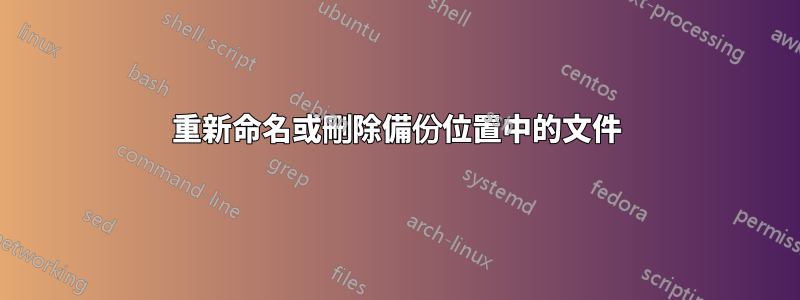 重新命名或刪除備份位置中的文件