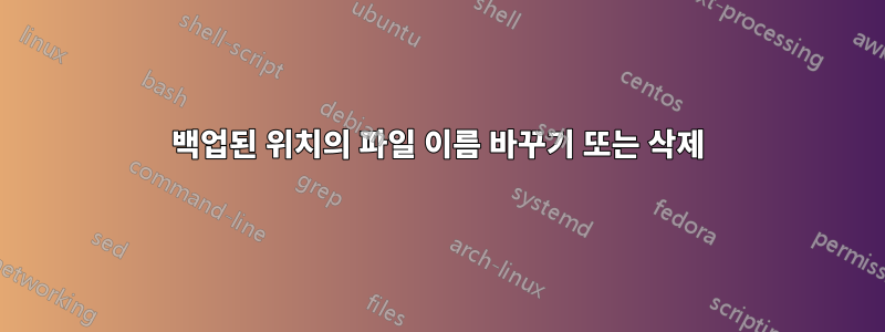 백업된 위치의 파일 이름 바꾸기 또는 삭제