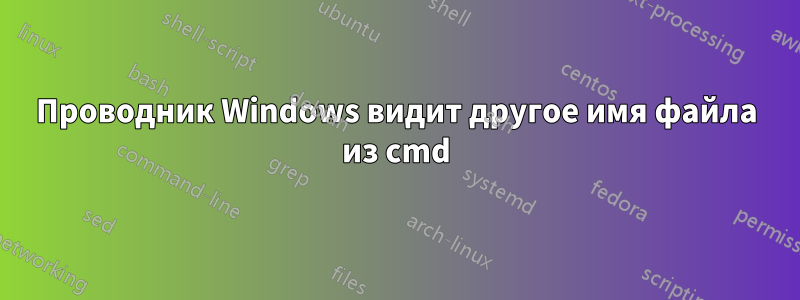 Проводник Windows видит другое имя файла из cmd